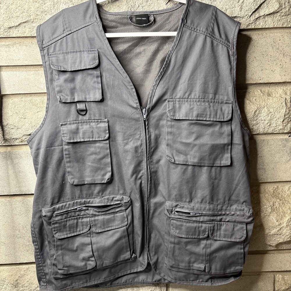 STONE CREEK Tactical Utility Hunting Photograph Vest Sz XL Grey‎